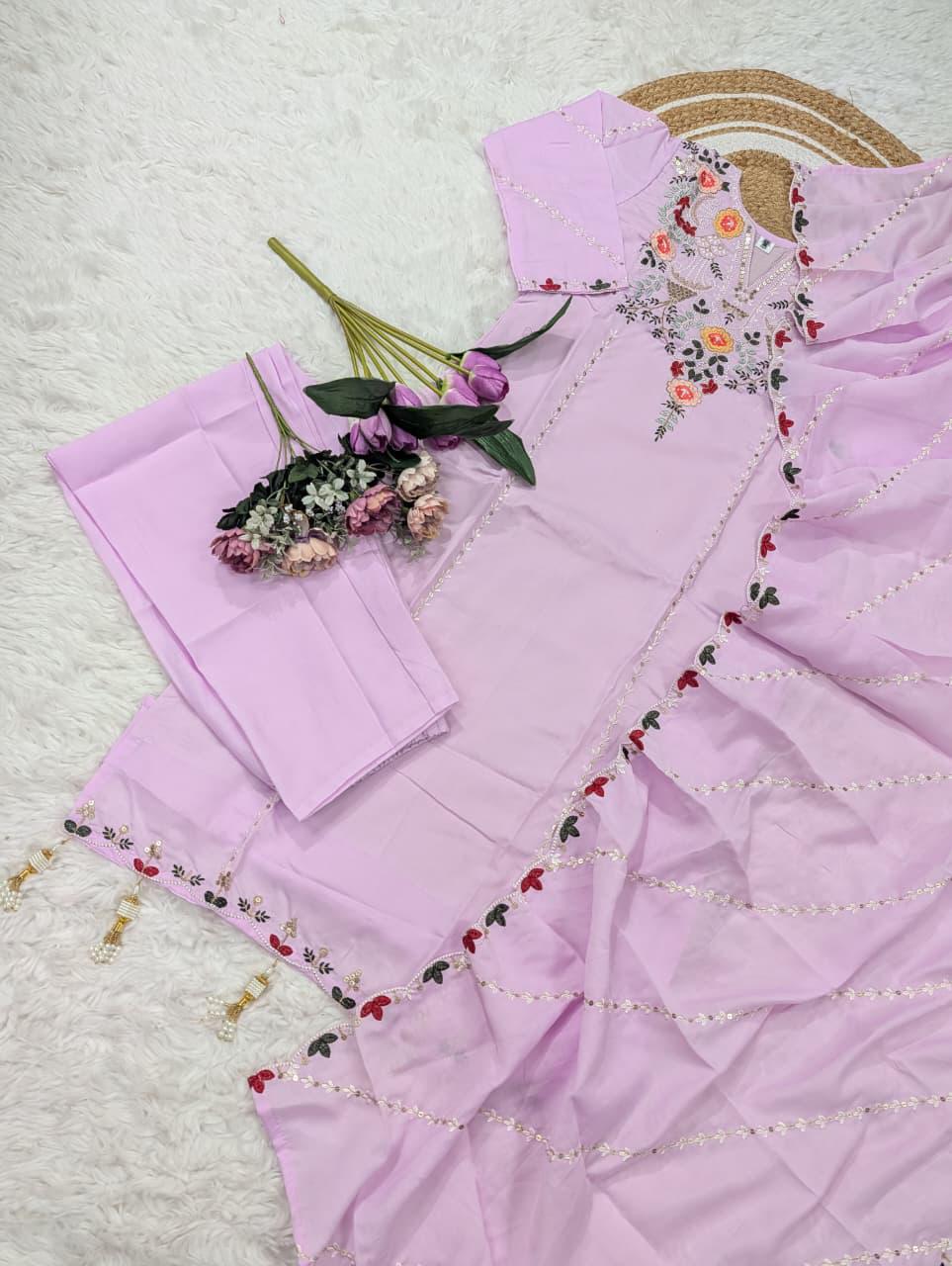 WOMEN'S PURE VISCOSE CHANDERI SILK KURTA SETS