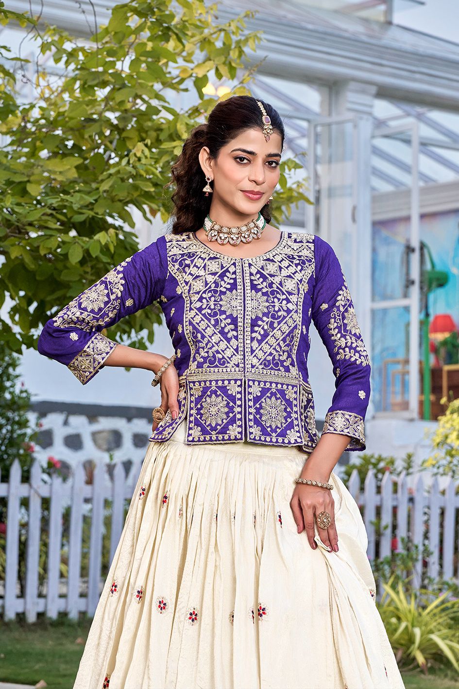 Pure Tissue Silk Embroidered Lehenga Choli Set