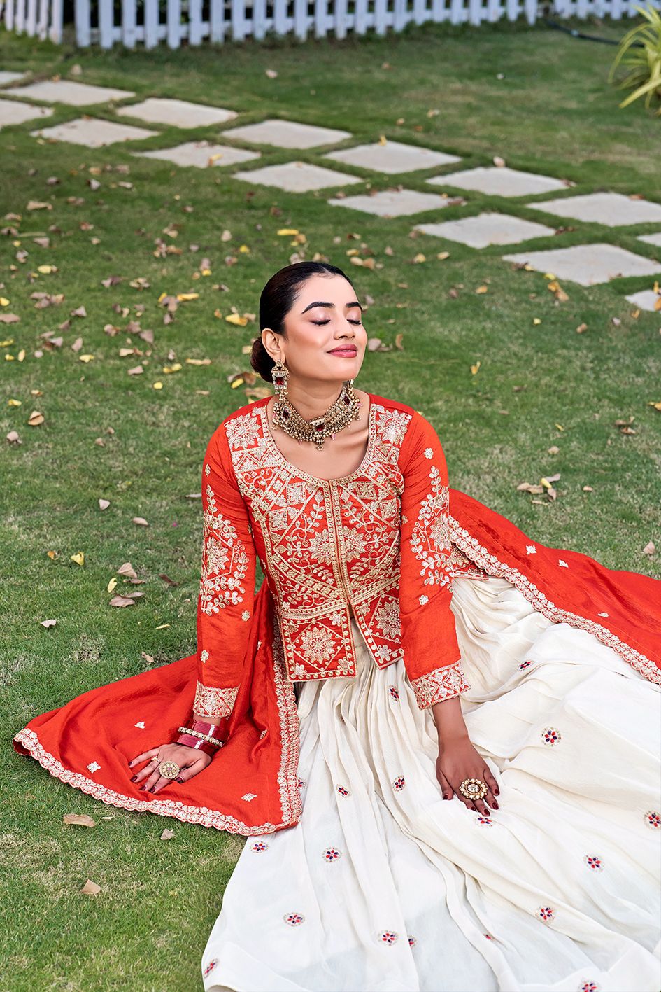 Pure Tissue Silk Embroidered Lehenga Choli Set