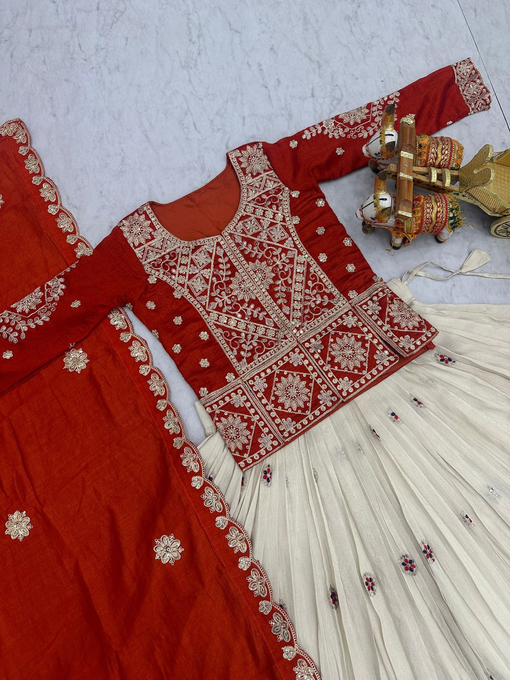 Pure Tissue Silk Embroidered Lehenga Choli Set