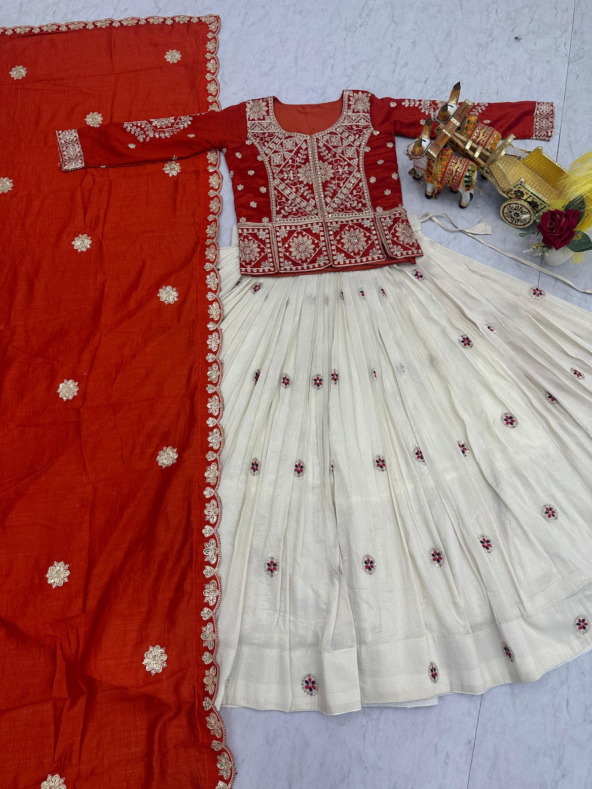 Pure Tissue Silk Embroidered Lehenga Choli Set