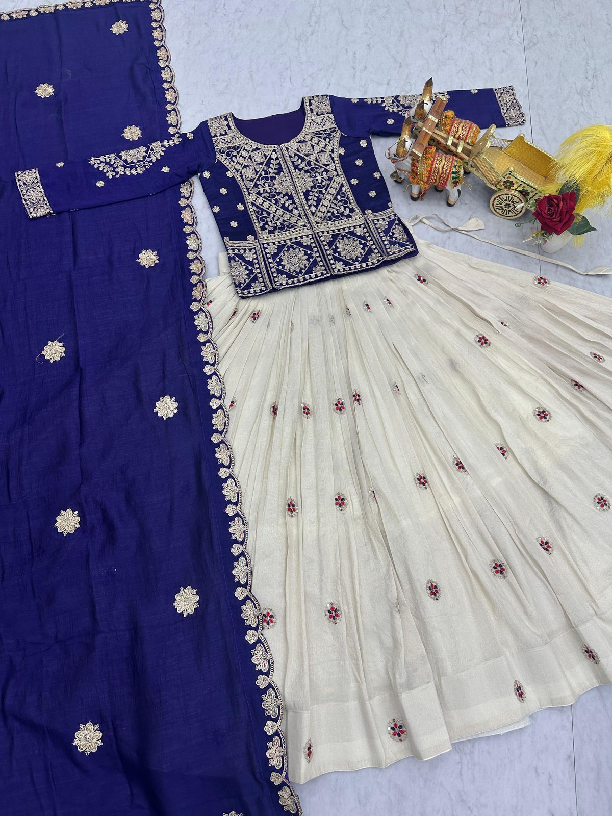 Pure Tissue Silk Embroidered Lehenga Choli Set