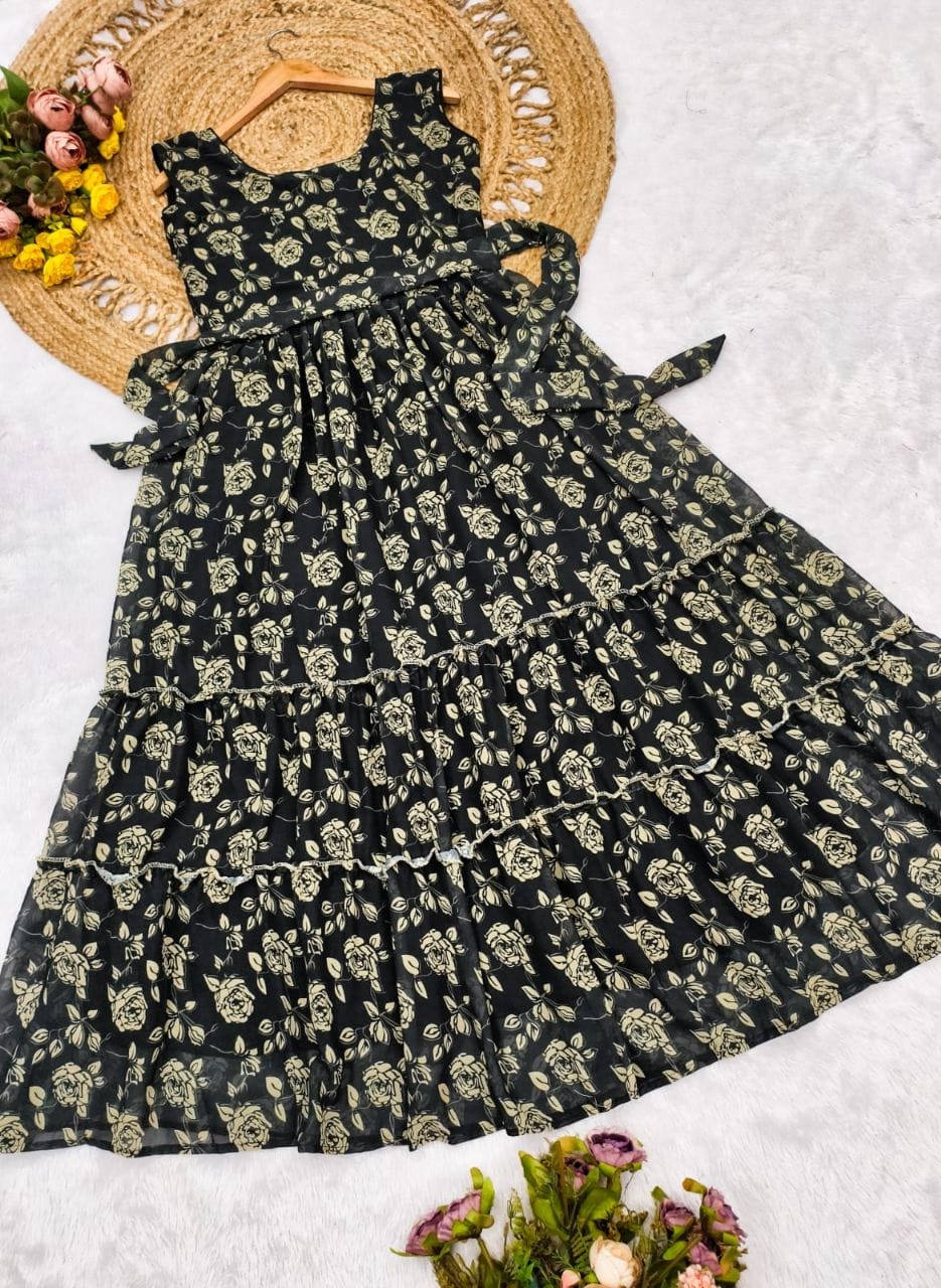 Midnight Petal Maxi Dress
