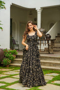 Midnight Petal Maxi Dress