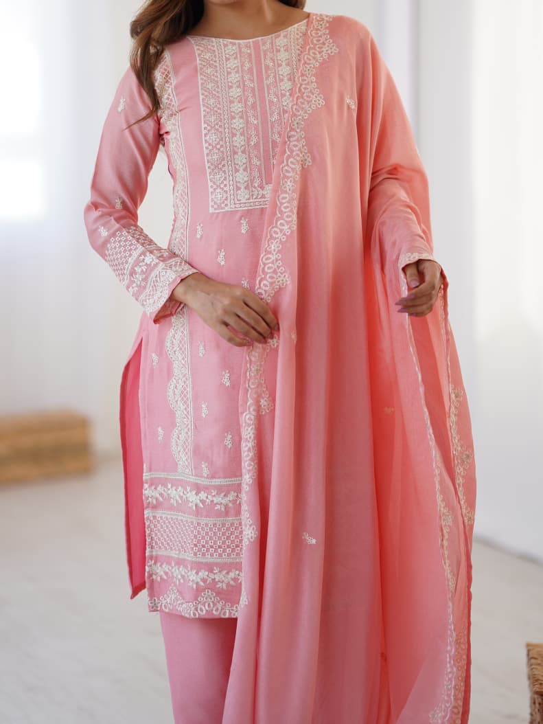 Top-Pant & Dupatta set features sequined embroidery work & fits S to 3XL. Capturing real moments,  effortless charm & unfiltered beauty ✨