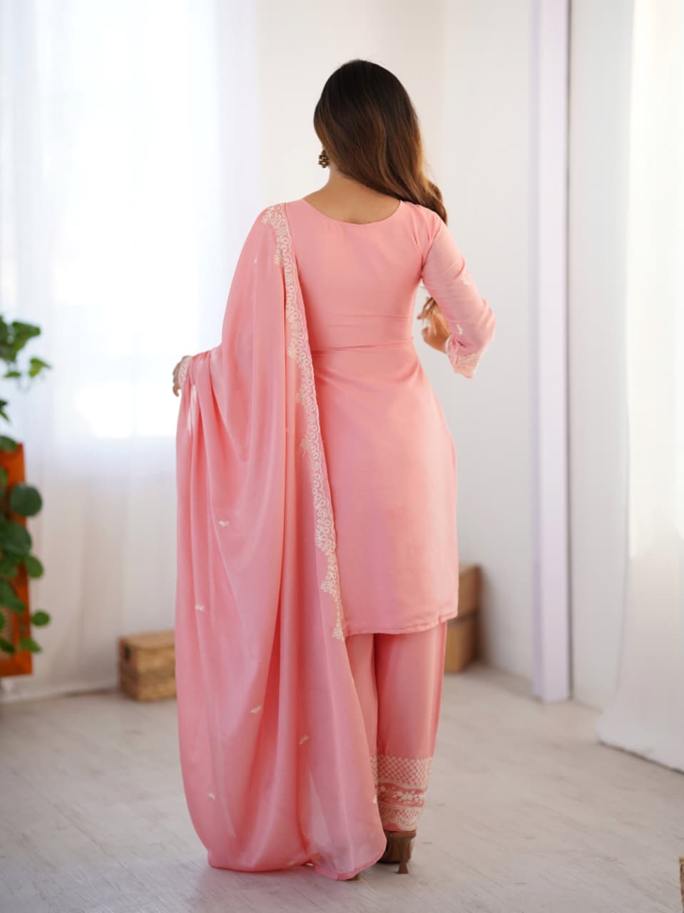 Top-Pant & Dupatta set features sequined embroidery work & fits S to 3XL. Capturing real moments,  effortless charm & unfiltered beauty ✨