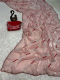 Tremendous Peach Sequence Work Fandy Silk Saree