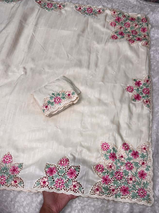 Embroidered work with cutwork
