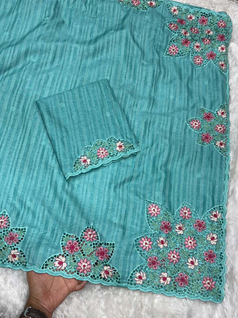 Embroidered work with cutwork