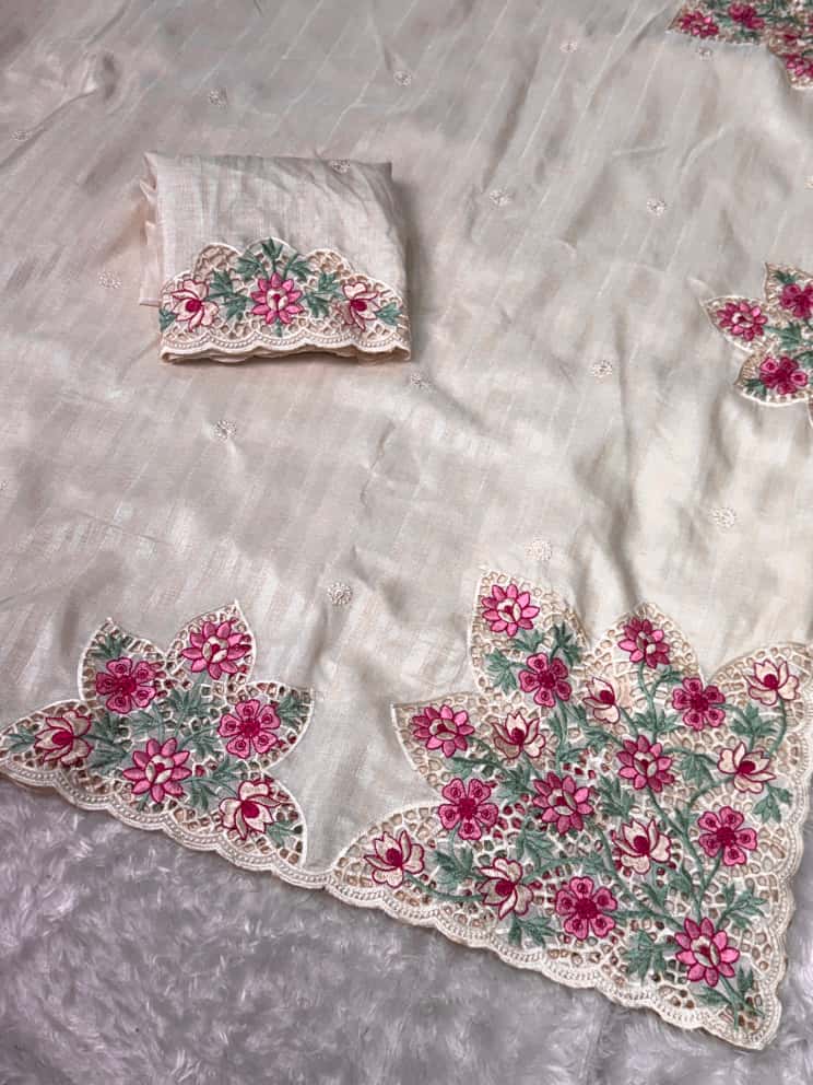 Embroidered work with cutwork