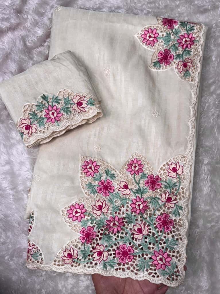 Embroidered work with cutwork