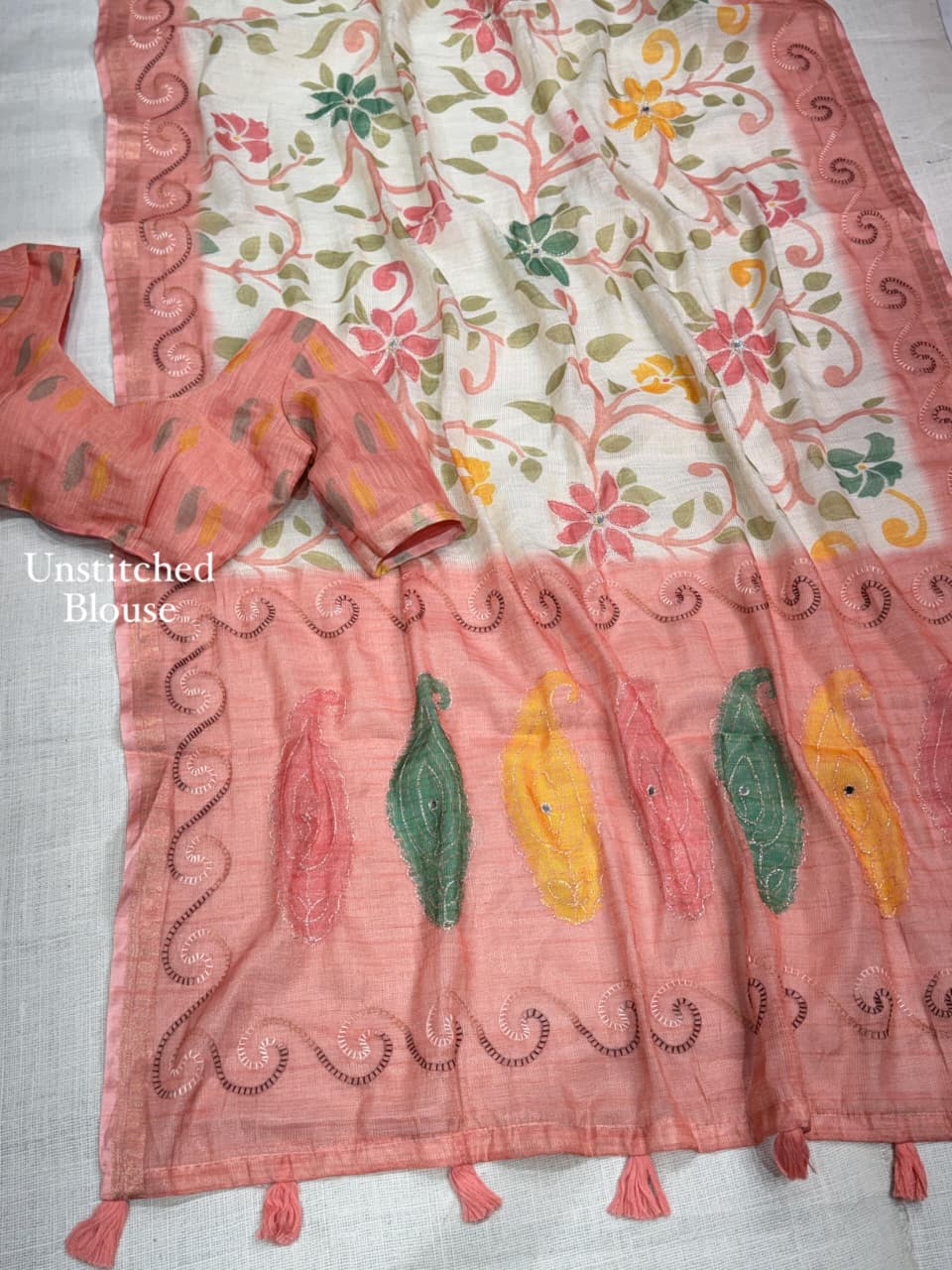 Designer print in saree with contrast printed blouse