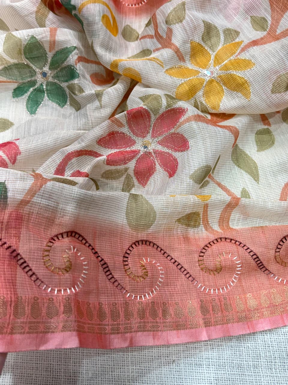 Designer print in saree with contrast printed blouse