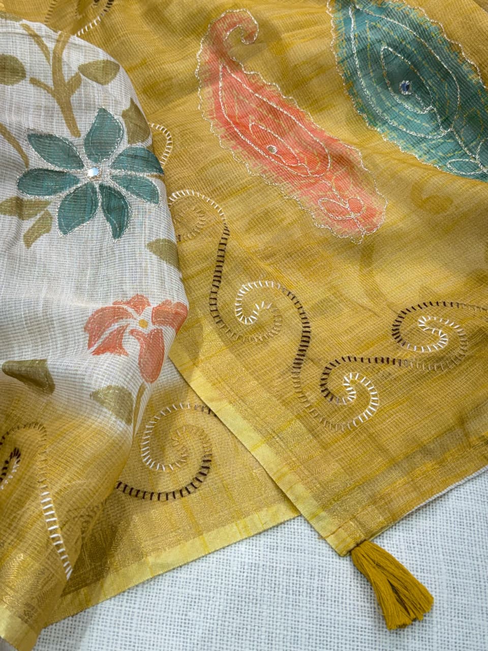 Designer print in saree with contrast printed blouse