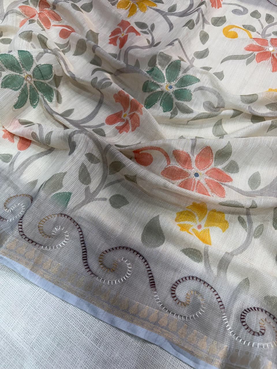 Designer print in saree with contrast printed blouse
