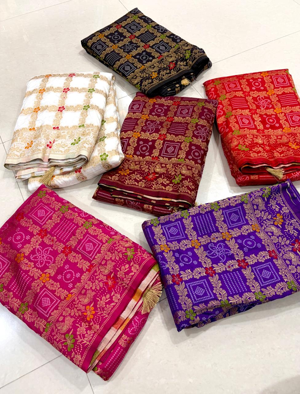 Pure Soft Khadi dolla silk bandhej Saree