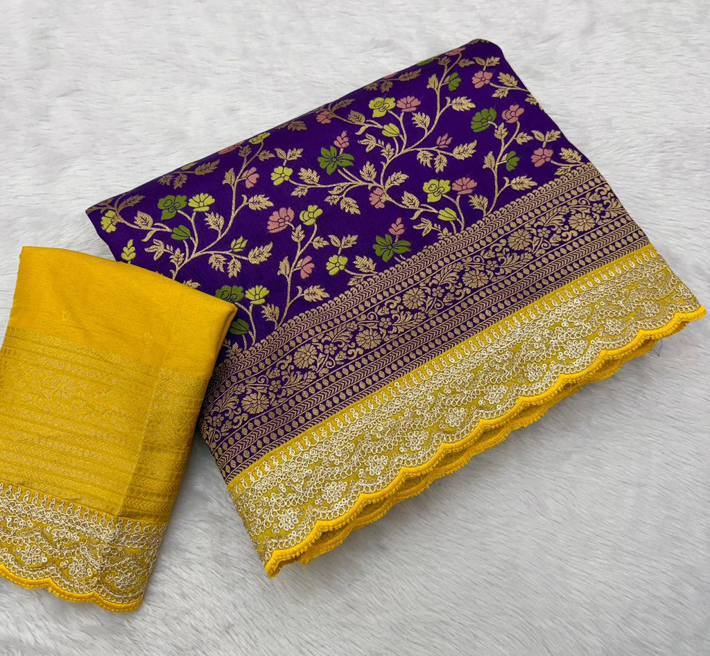 thread work border in full saree