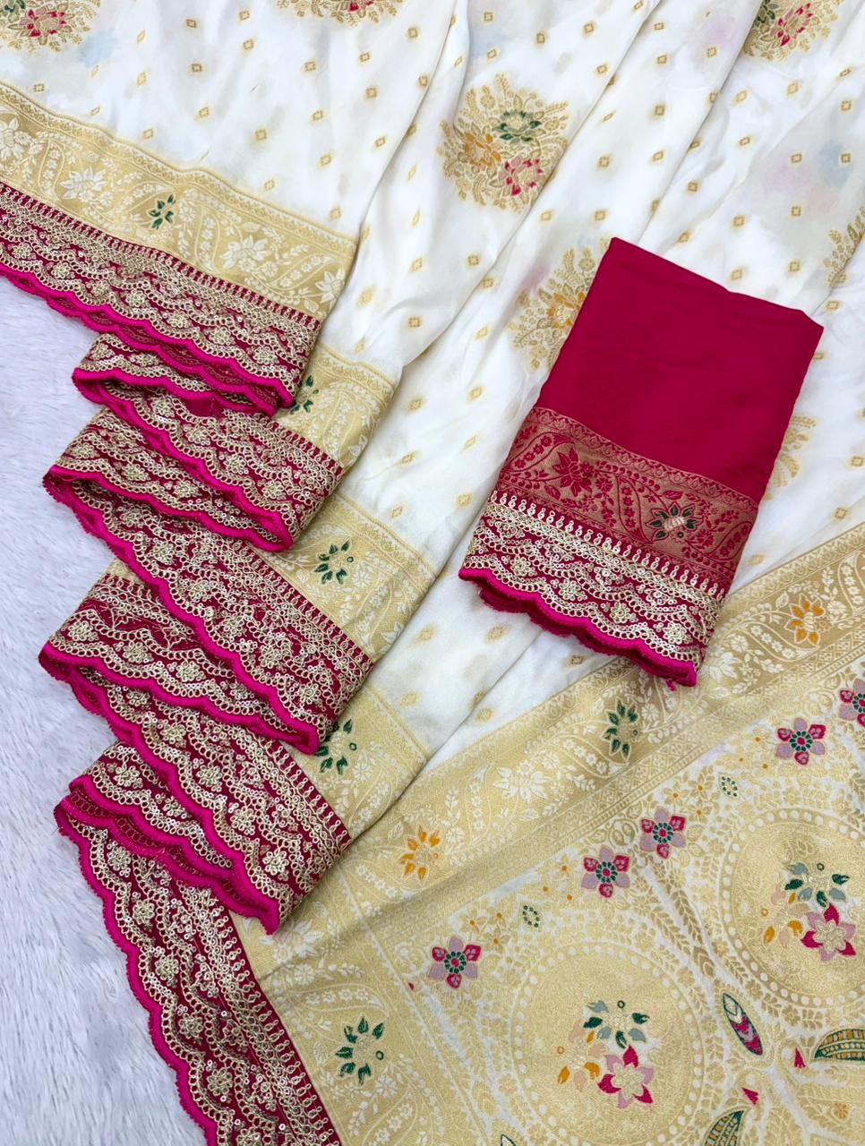 thread work border in full saree