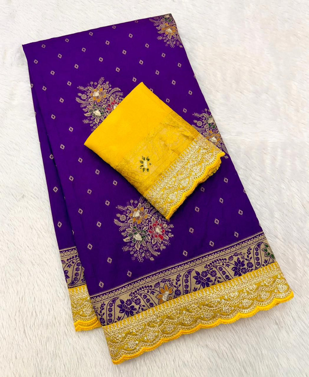 thread work border in full saree