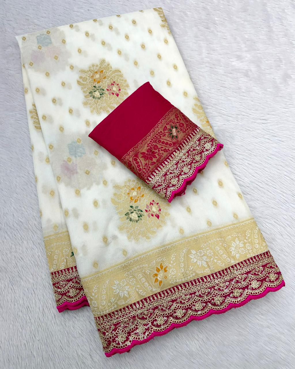 thread work border in full saree