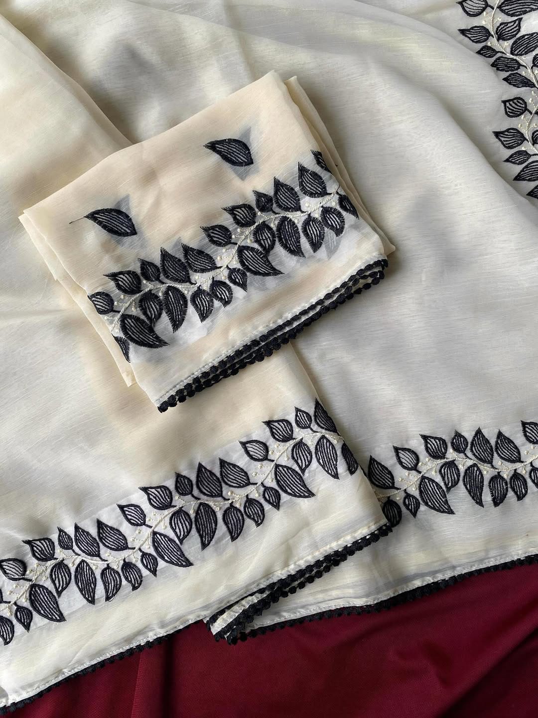 Goldy crush saree with all over thread work