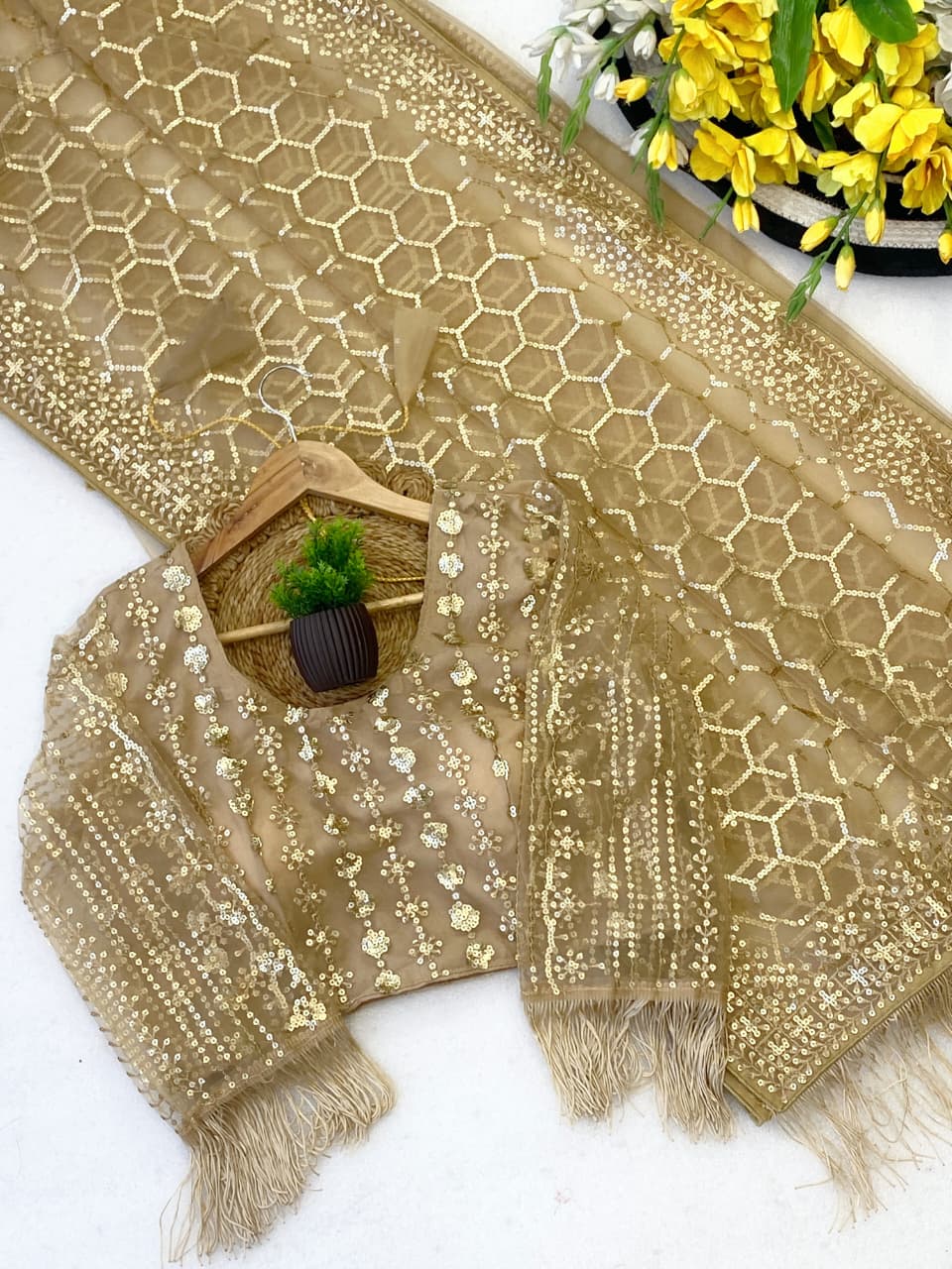 Full Saree of Heavy Quality Butterfly Net