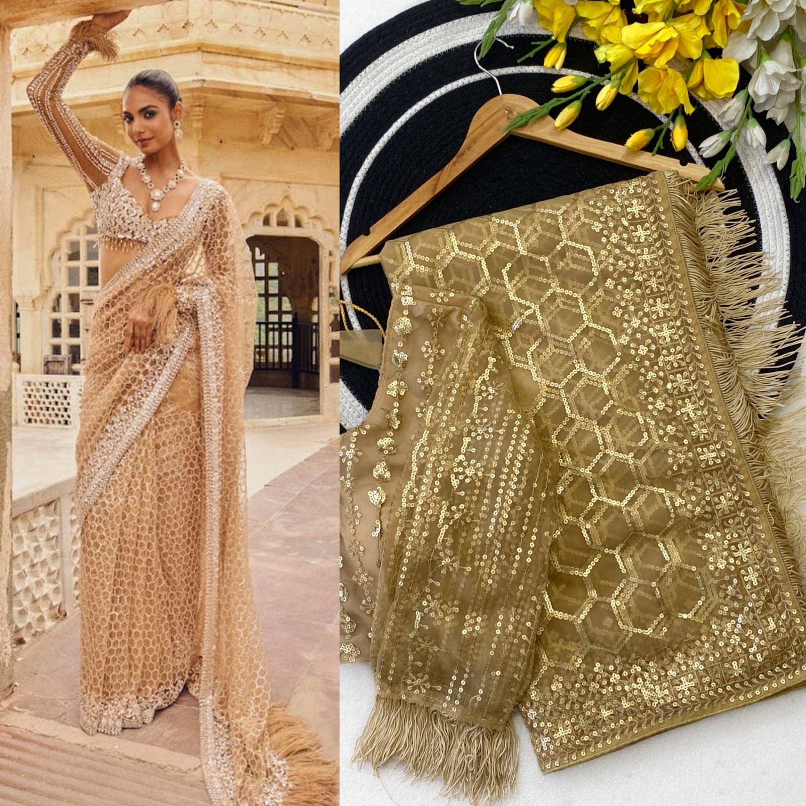 Full Saree of Heavy Quality Butterfly Net