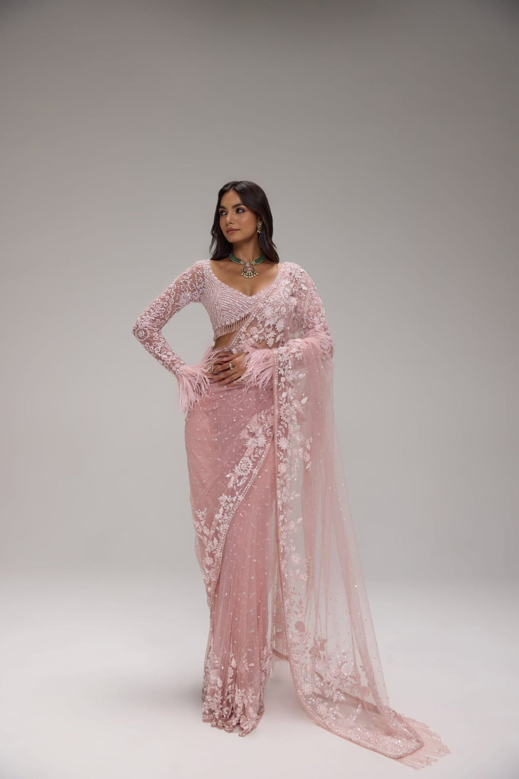Bollywood BlockBuster Sequins Design Beautiful Zalar Attached in Pallu & blouse SARI