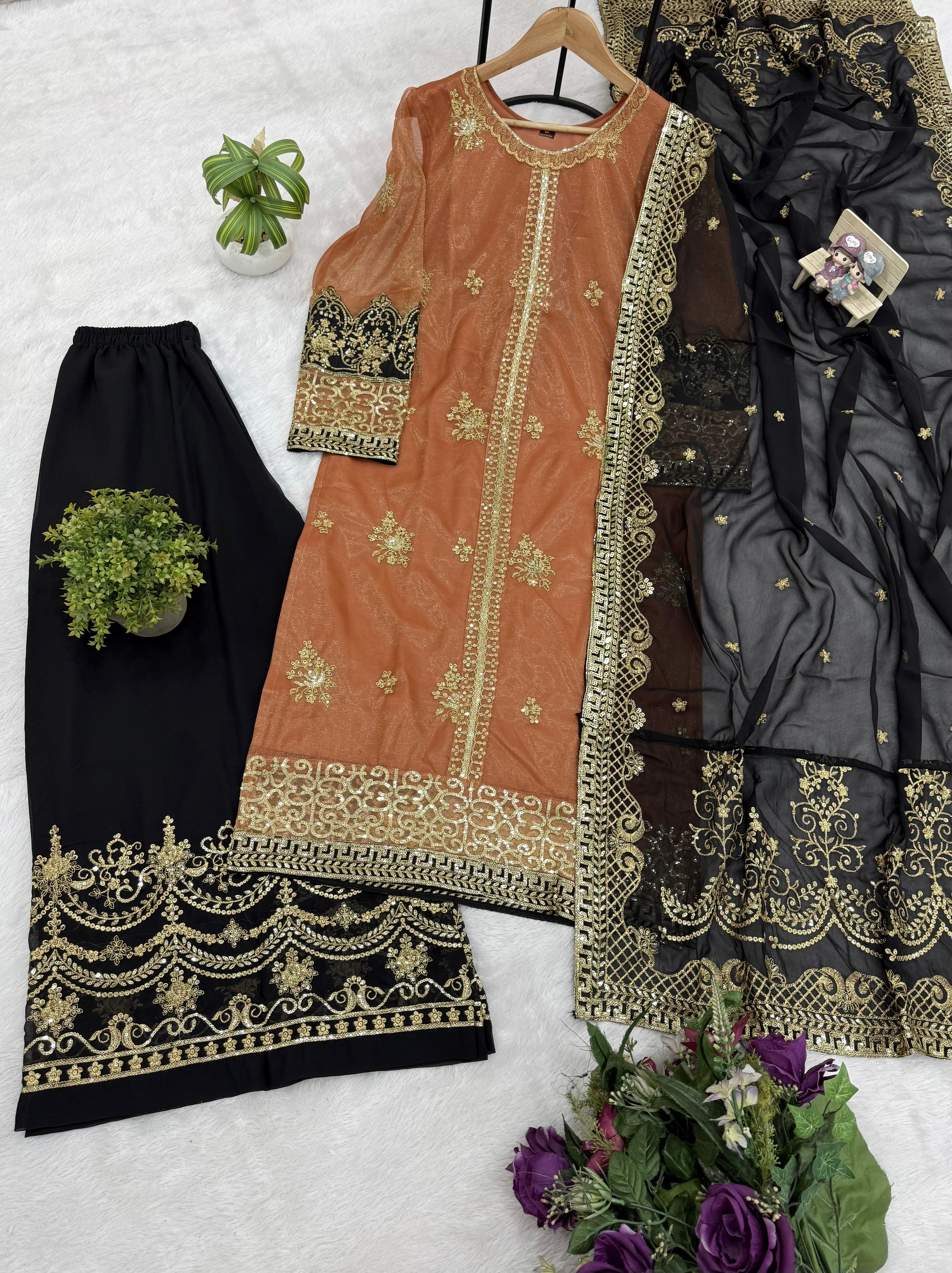 Pakistani Muslim Style Plazzo Set