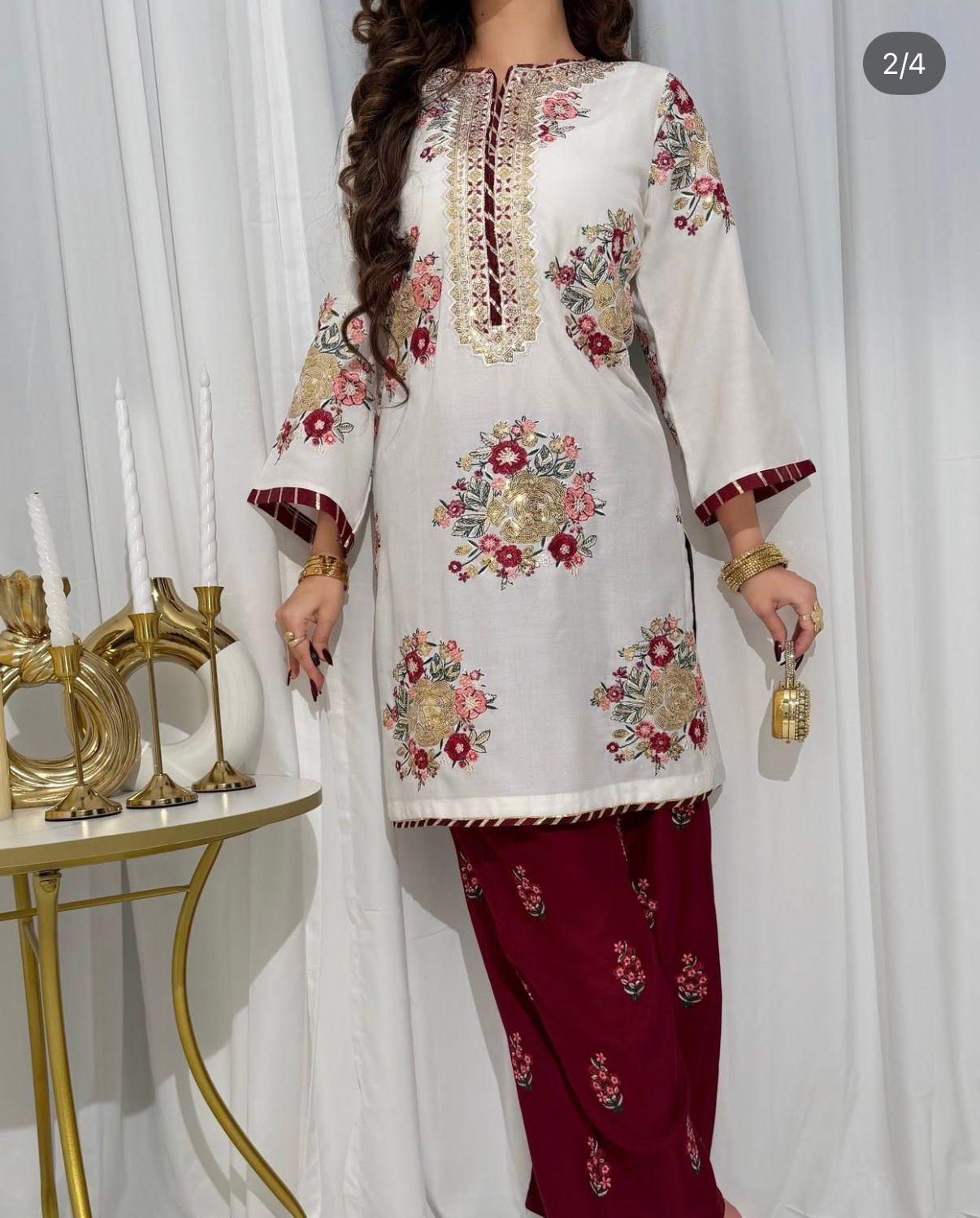 Eid Special White Kurti Pant Set
