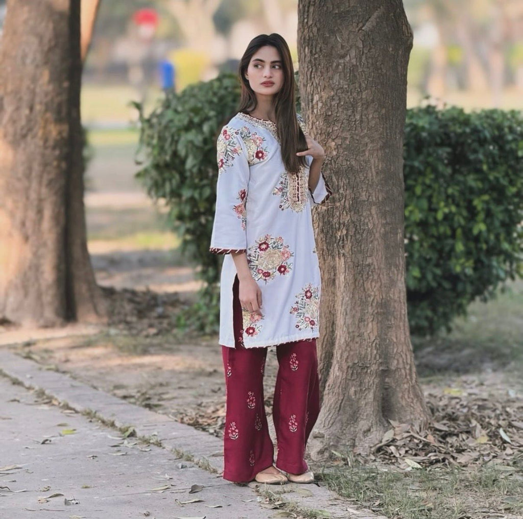 Eid Special White Kurti Pant Set