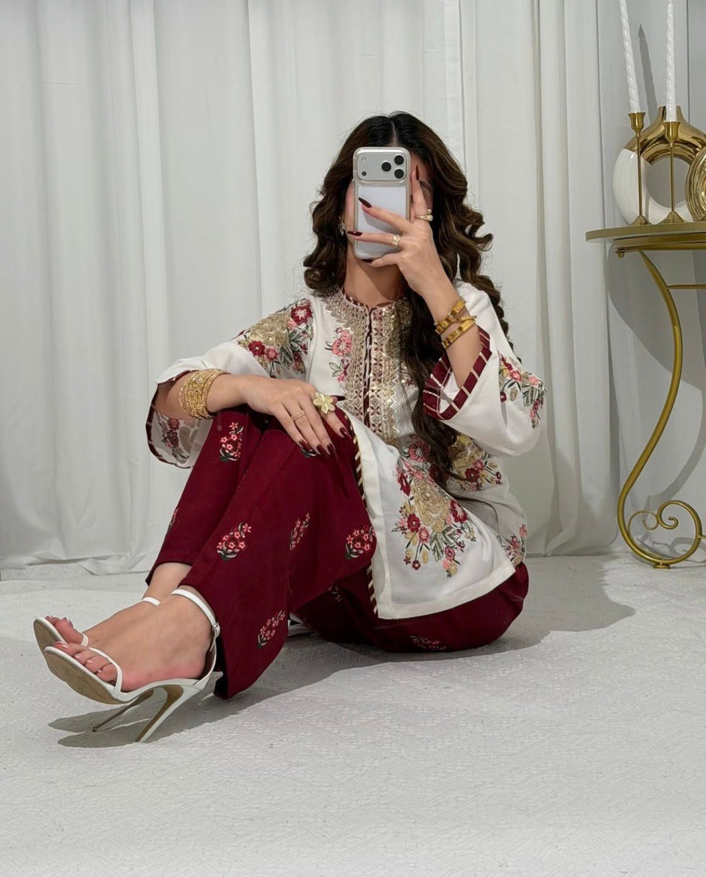 Eid Special White Kurti Pant Set