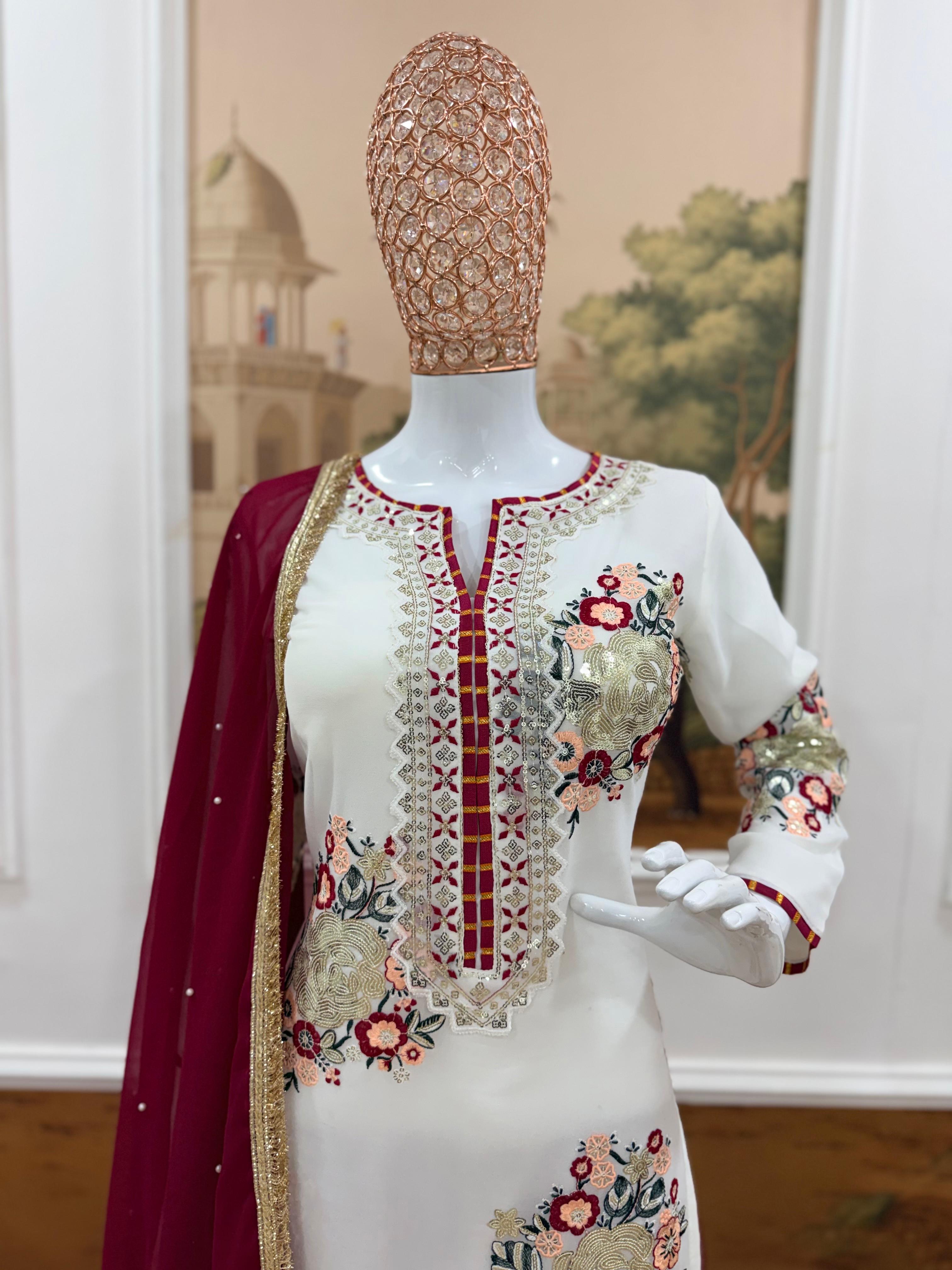 Eid Special White Kurti Pant Set