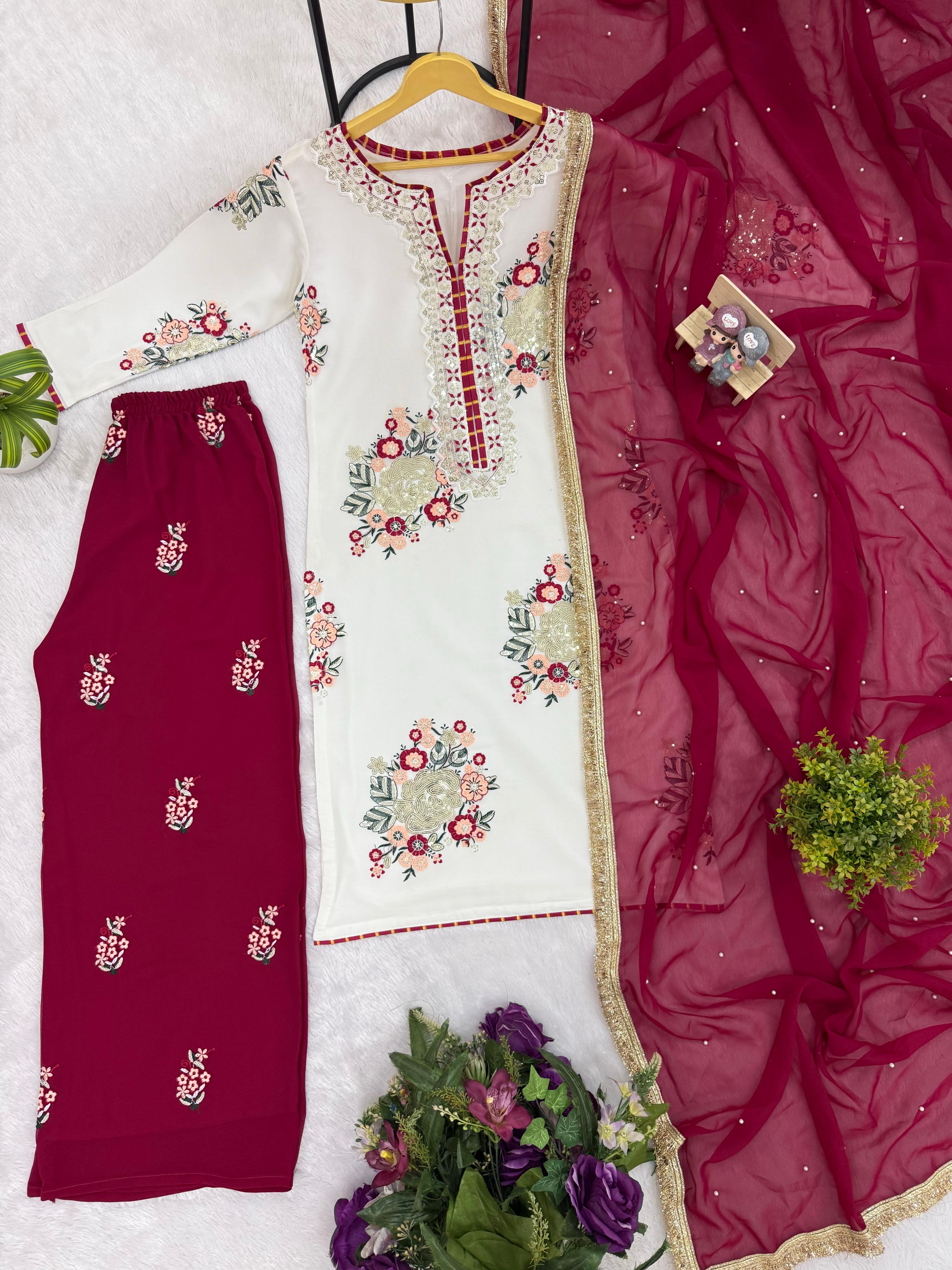 Eid Special White Kurti Pant Set