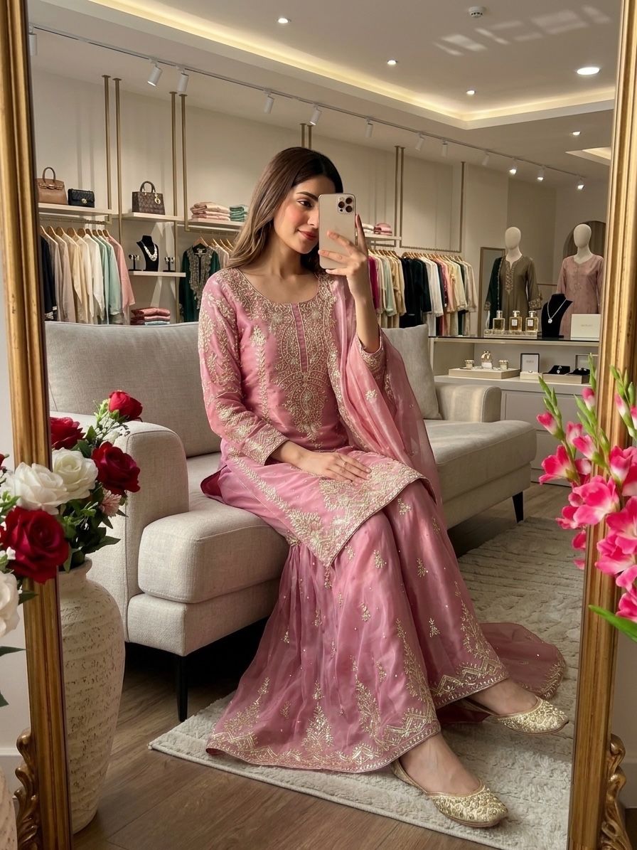 New Series Designer Party Sharara Suit & Dupatta Set Full Stitched