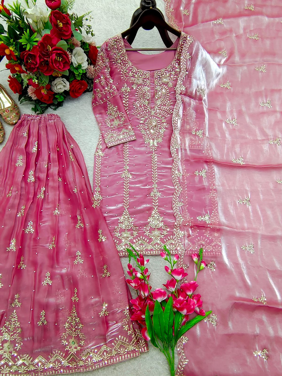 New Series Designer Party Sharara Suit & Dupatta Set Full Stitched