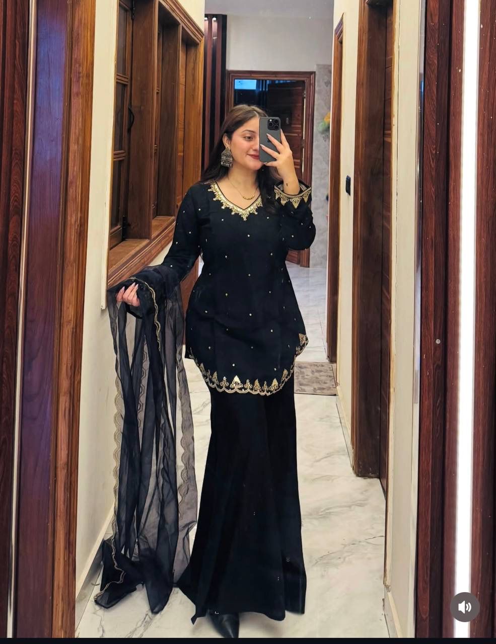 Trending Roman Silk Top, Plazzo & dupatta* Reddy To Wear Look Design