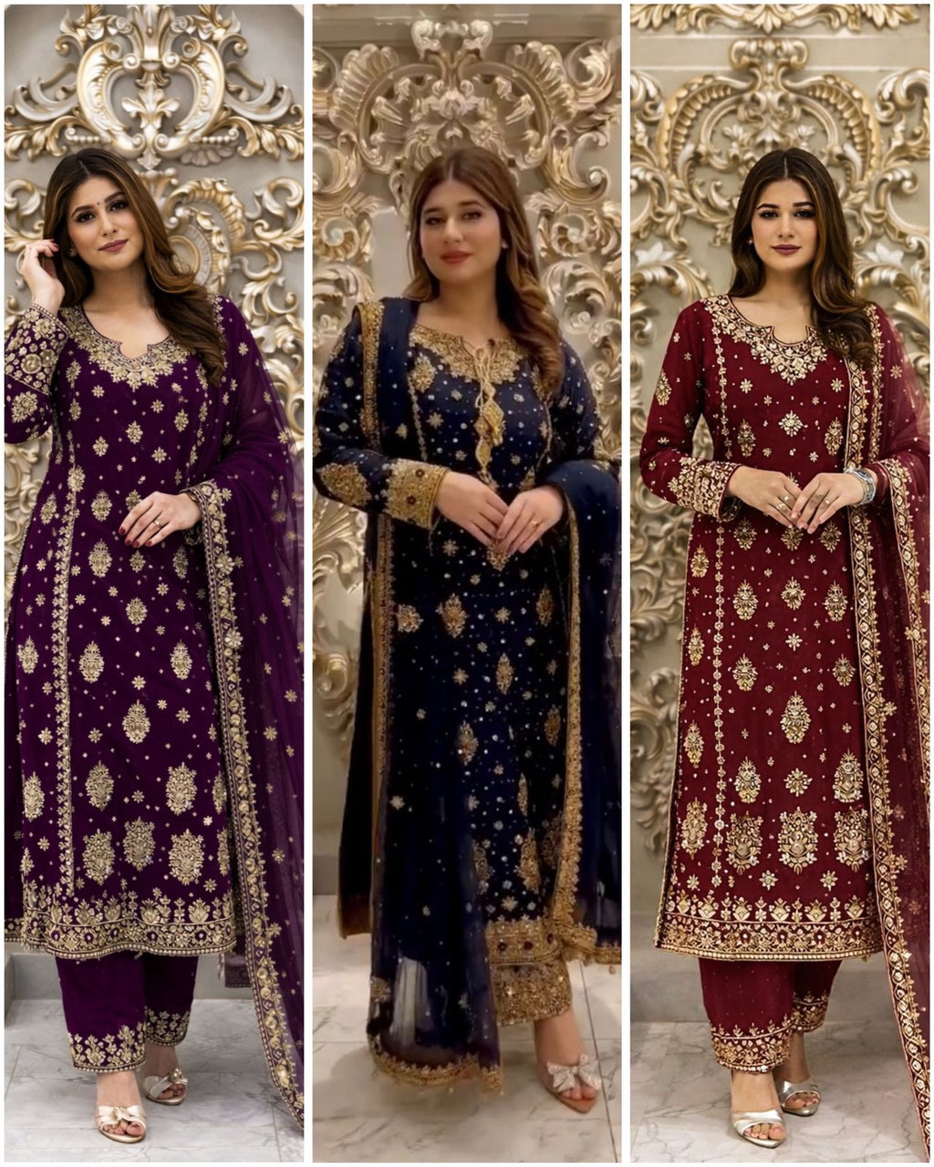 PRESENTING 3 PIECE STYLISH KURTI DUPATTA WITH BEAUTIFUL PLAZZO
