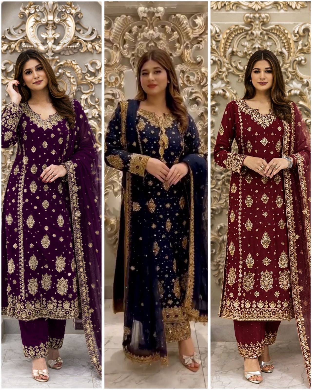 PRESENTING 3 PIECE STYLISH KURTI DUPATTA WITH BEAUTIFUL PLAZZO