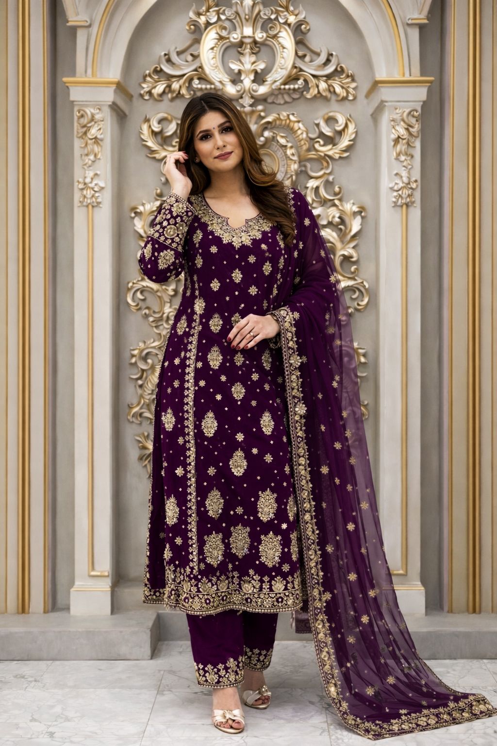 PRESENTING 3 PIECE STYLISH KURTI DUPATTA WITH BEAUTIFUL PLAZZO