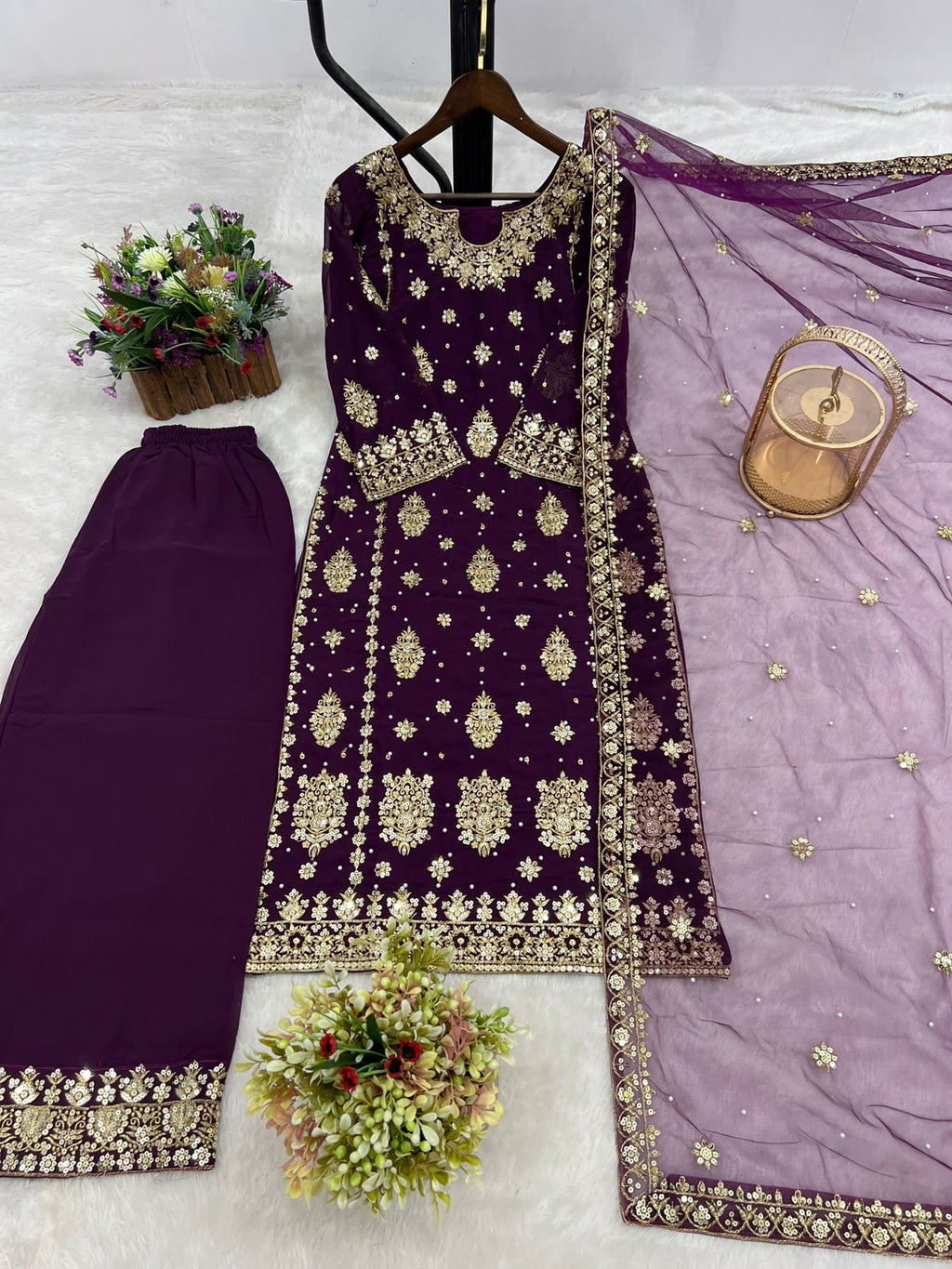 PRESENTING 3 PIECE STYLISH KURTI DUPATTA WITH BEAUTIFUL PLAZZO