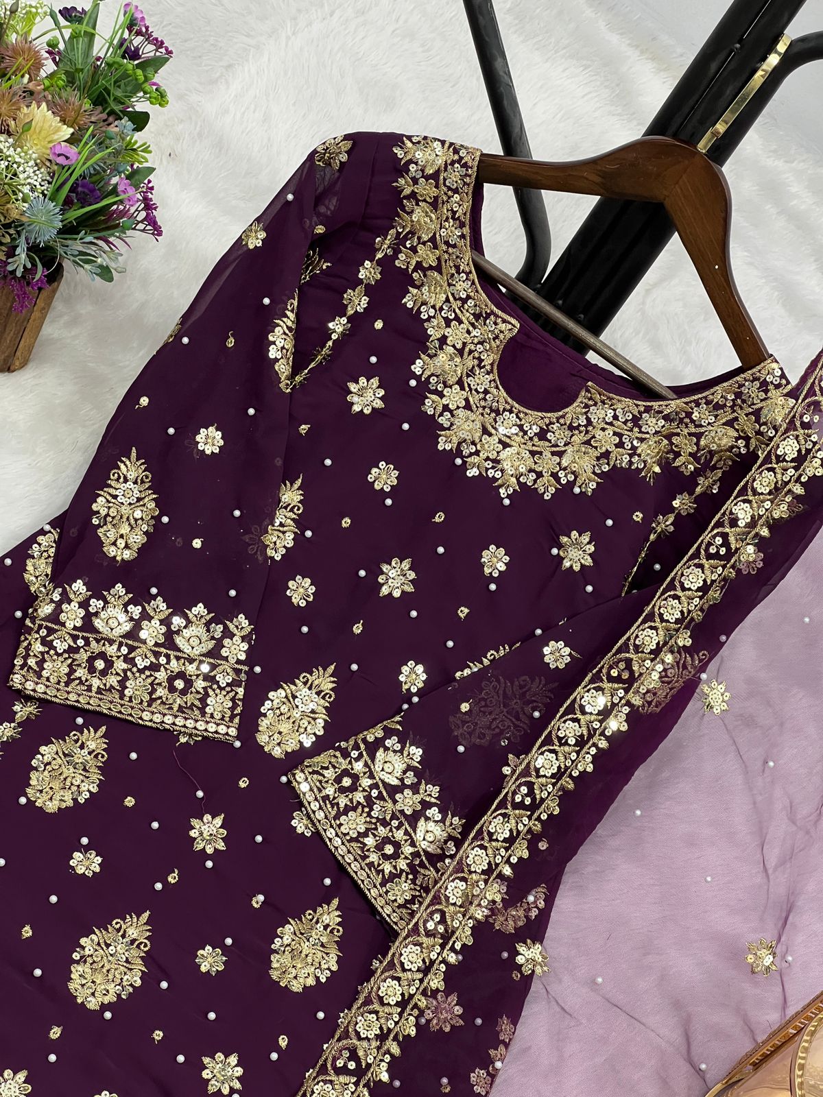 PRESENTING 3 PIECE STYLISH KURTI DUPATTA WITH BEAUTIFUL PLAZZO