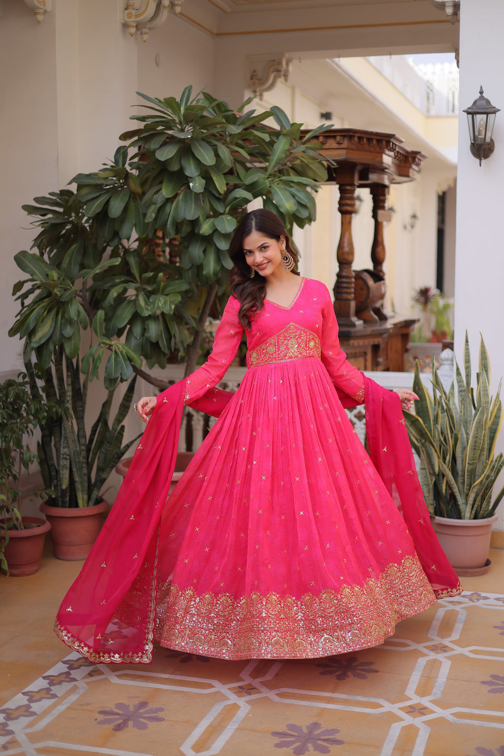 PREMIUM READYMADE GOWN WITH DUPATTA SET