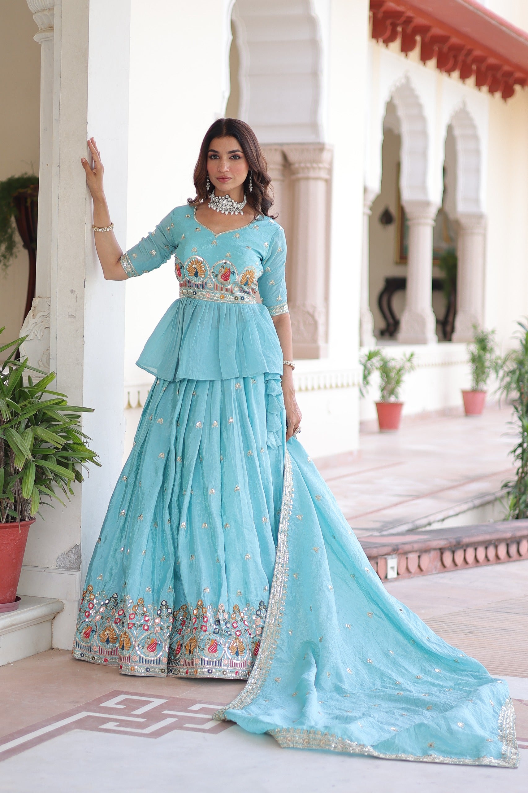 Premium Designer Sequins Embroidered Readymade Lehenga choli Set 💃🏻