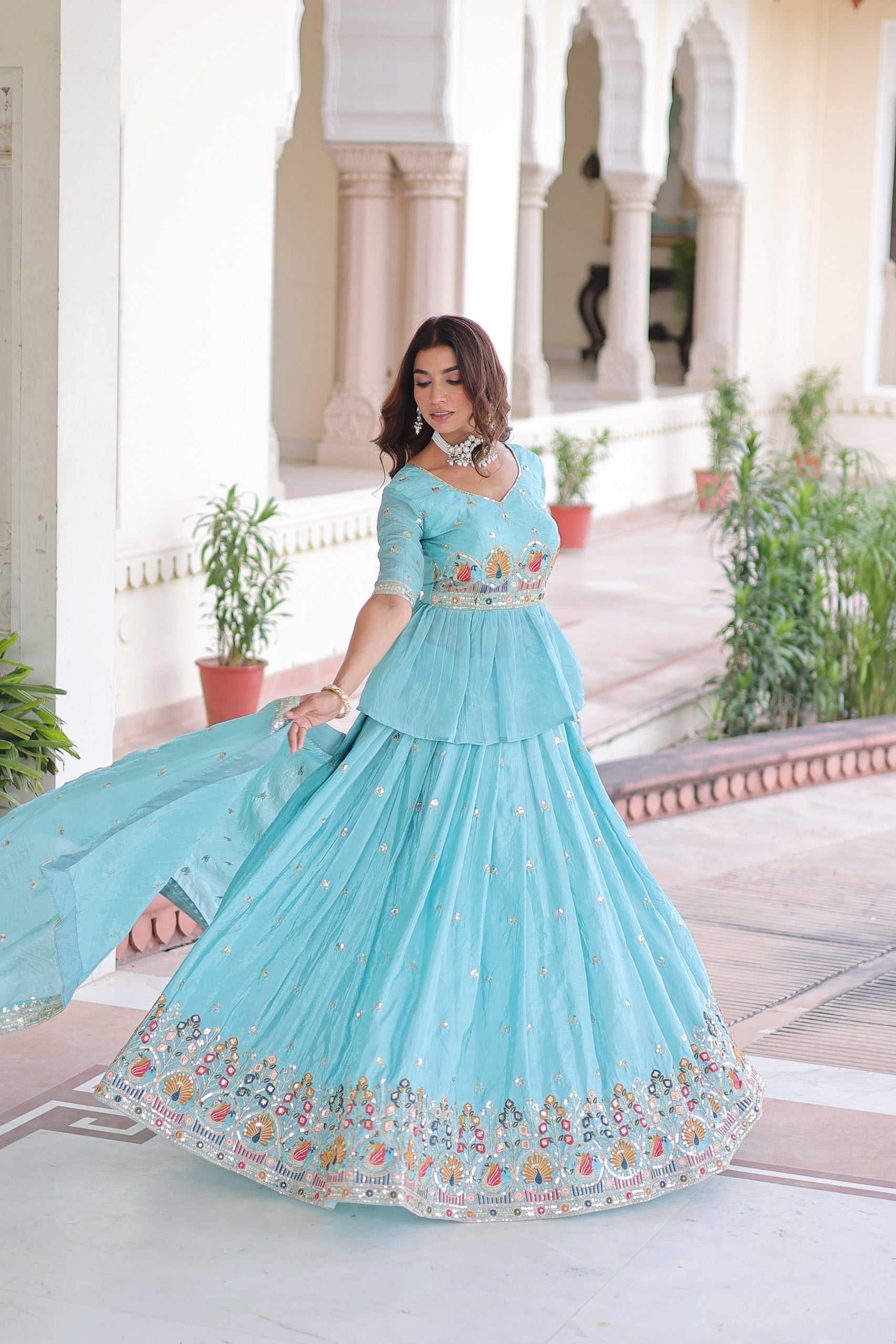 Premium Designer Sequins Embroidered Readymade Lehenga choli Set 💃🏻
