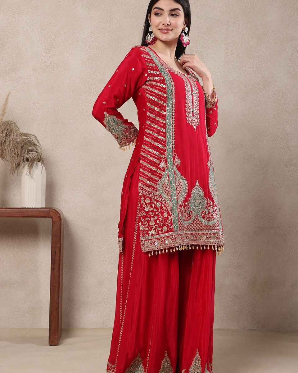 New Designer Party Wear Look Top , Sharara and Dupatta