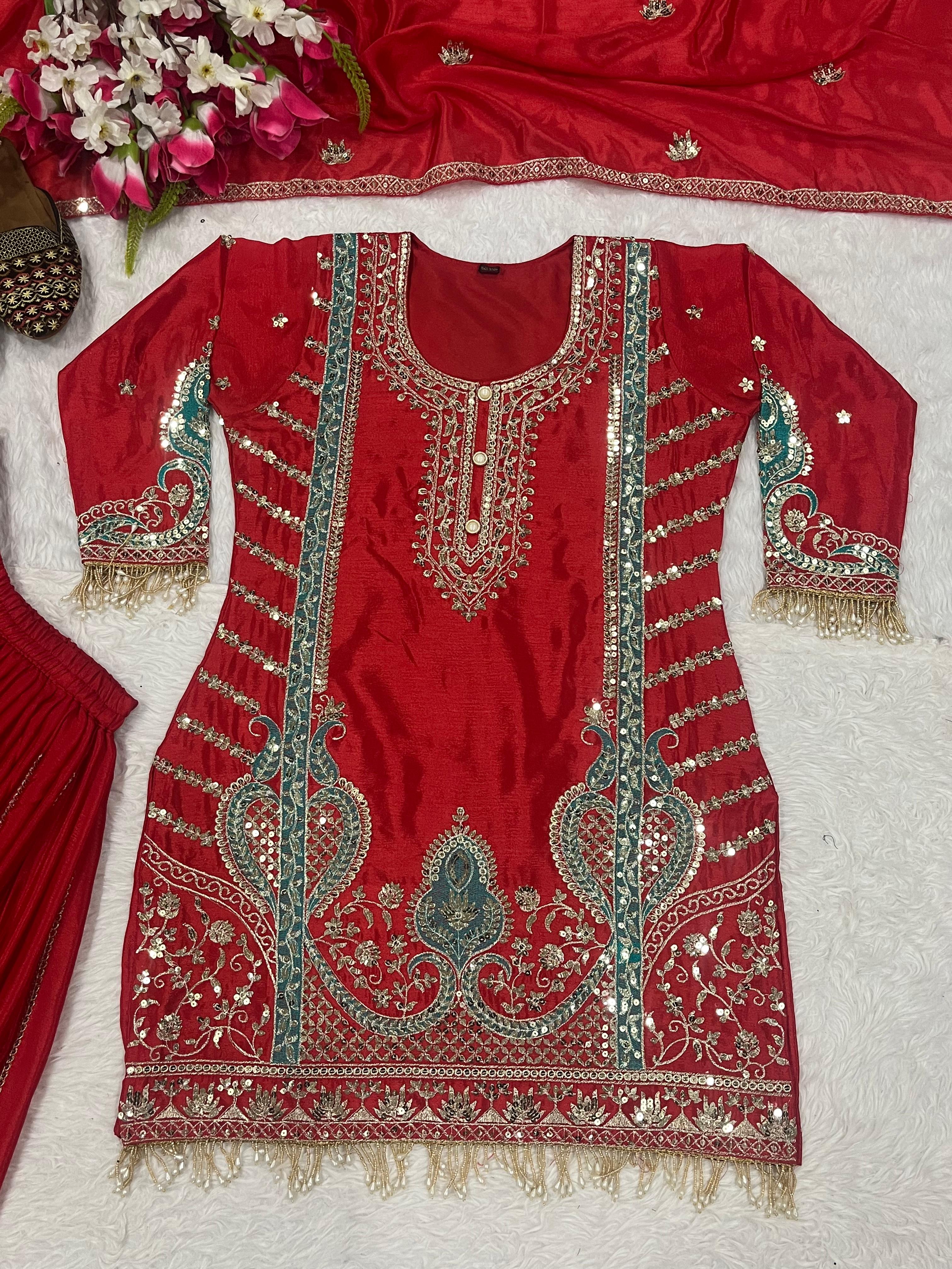 New Designer Party Wear Look Top , Sharara and Dupatta