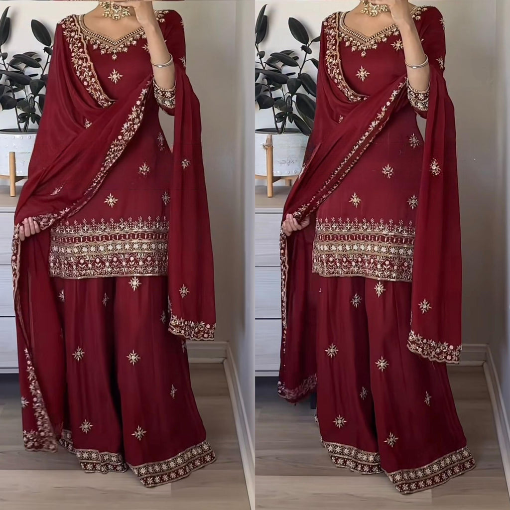 Party Wear Look Top , Sharara Plazzo  and Dupatta, New Fancy Style 👌❤️