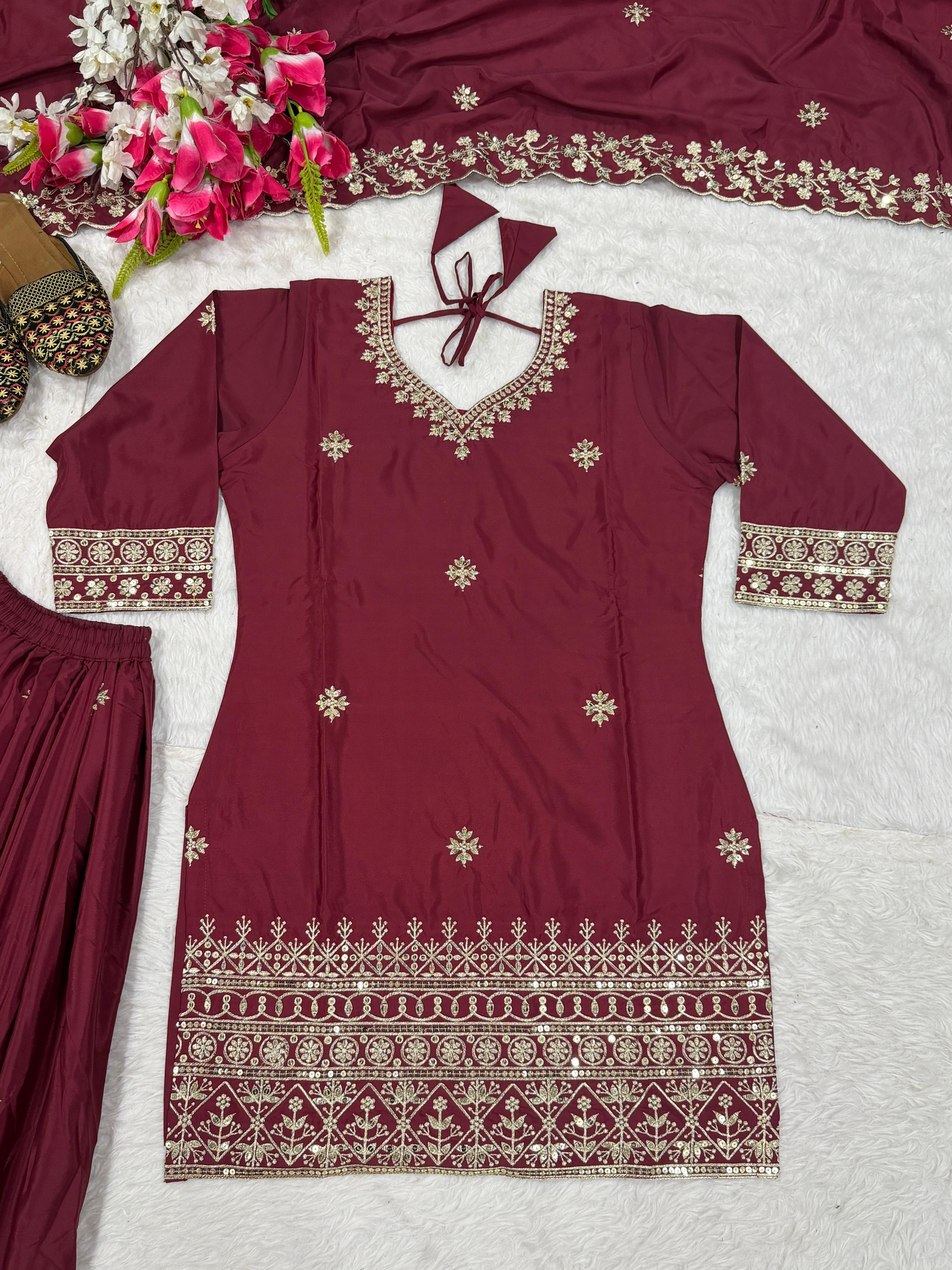 Party Wear Look Top , Sharara Plazzo  and Dupatta, New Fancy Style 👌❤️