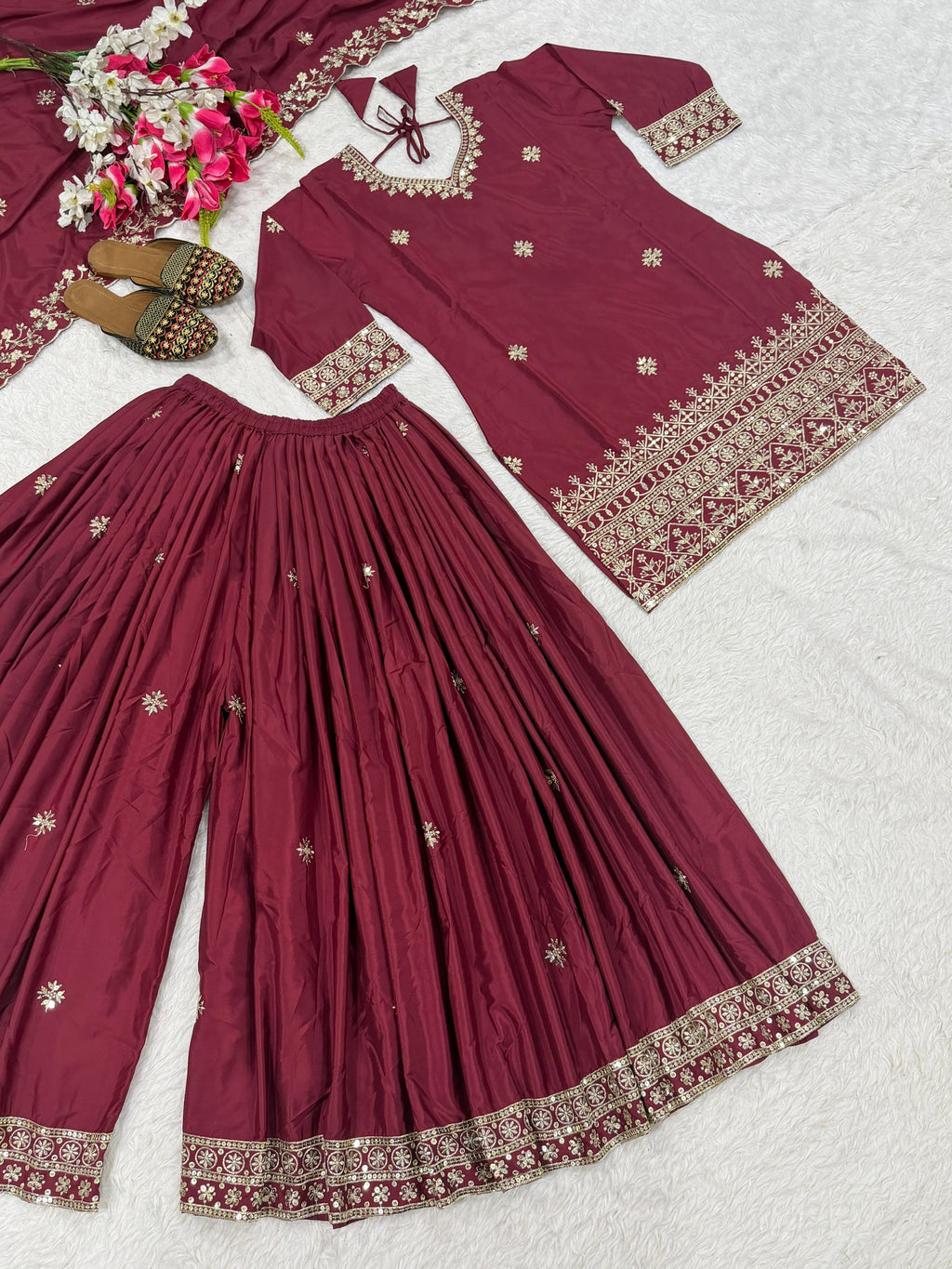 Party Wear Look Top , Sharara Plazzo  and Dupatta, New Fancy Style 👌❤️
